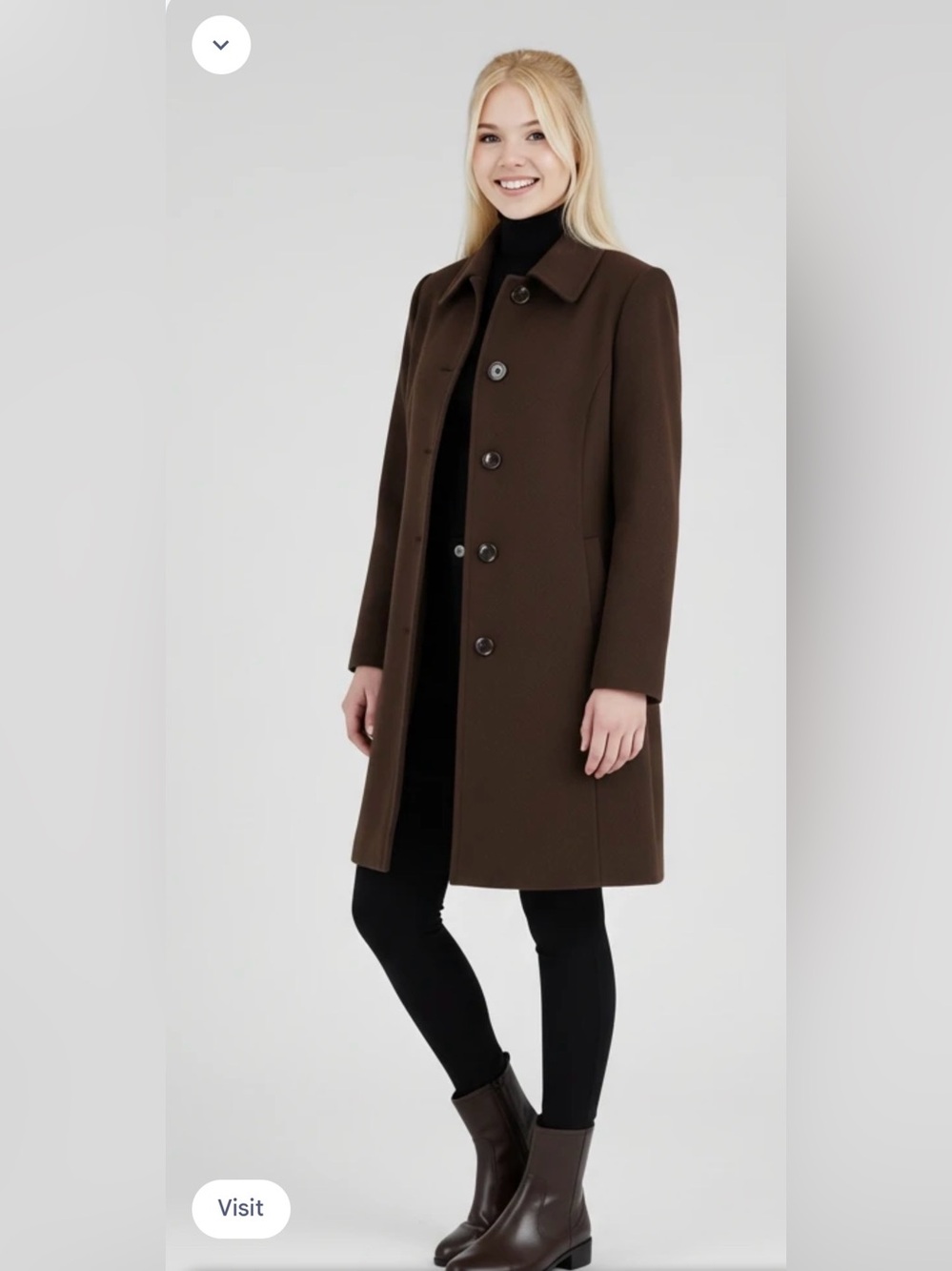 Collection by Gallery Trending Chocolate Brown Button Front Coat Like New Size M